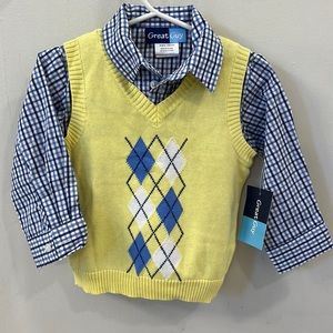 🌻NWT Great Guy Plaid Button Down and Vest Combo - 24 months